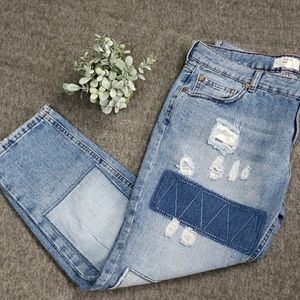Mango Nancy Slim Distressed Patchwork Ripped Jeans